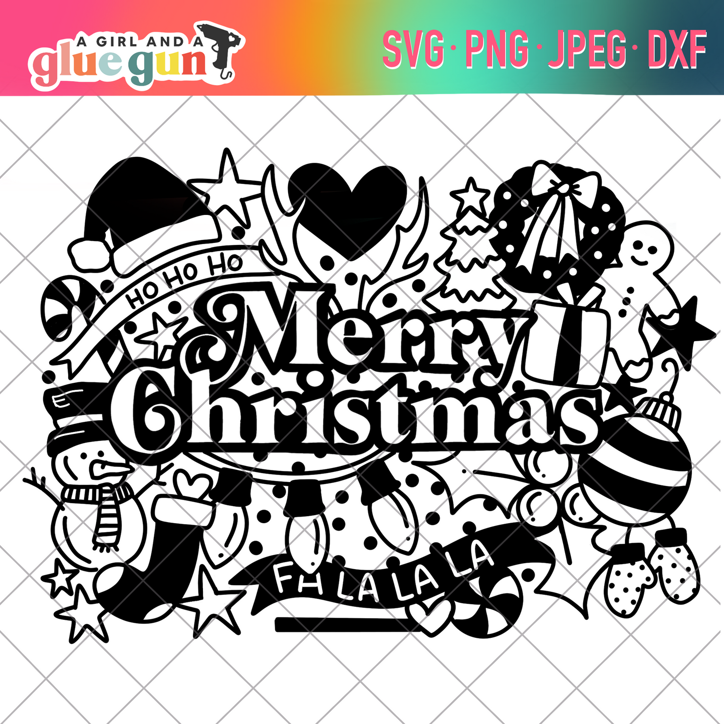 Merry christmas doodle Cut file